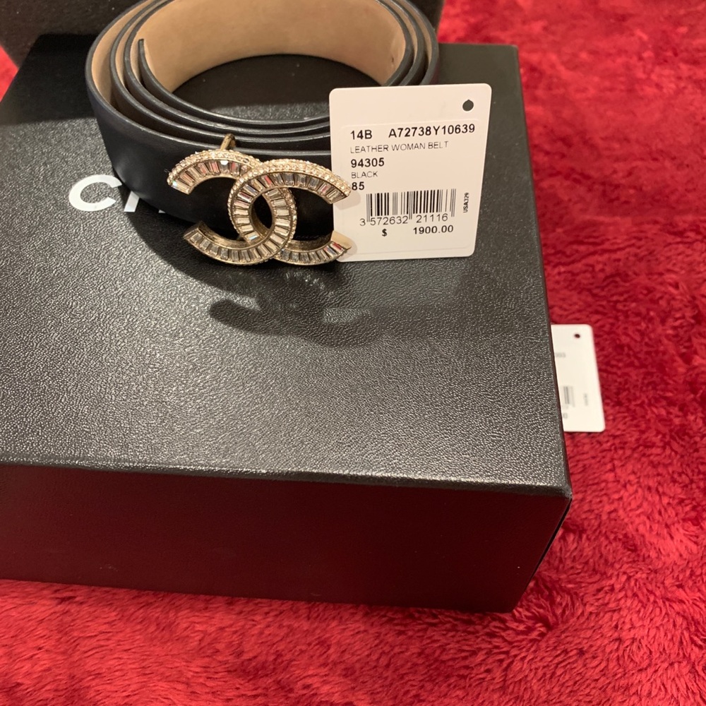 COPY - COPY - (Authentic) Chanel belt with crystal buckle